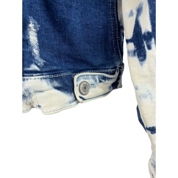 Vervet Flying Monkey Womens Size M Cropped Denim Jean Jacket Dyed Bleach Wash - Picture 8 of 11